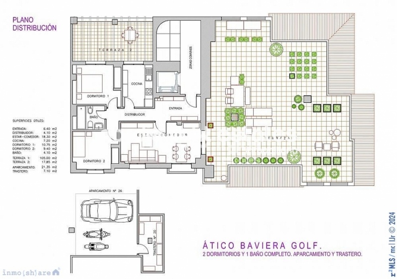 Ático con terraza de 100m2 en Caleta de Vélez, con parking y trastero